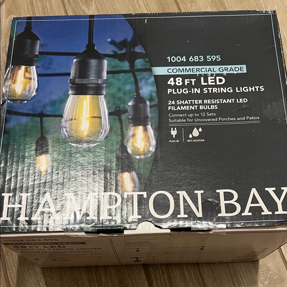 Hampton Bay Commercial Grade Black 48 Ft LED String Lights - Picture 2 of 9